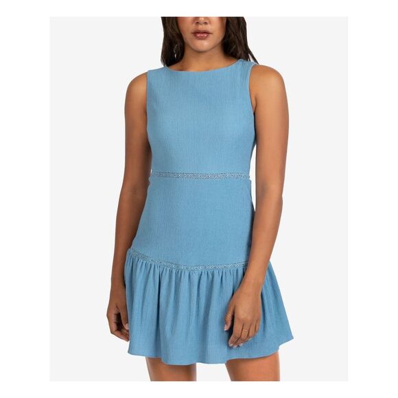 B DARLIN Womens Sleeveless Round Neck Mini Fit + Flare Dress - Picture 1 of 2